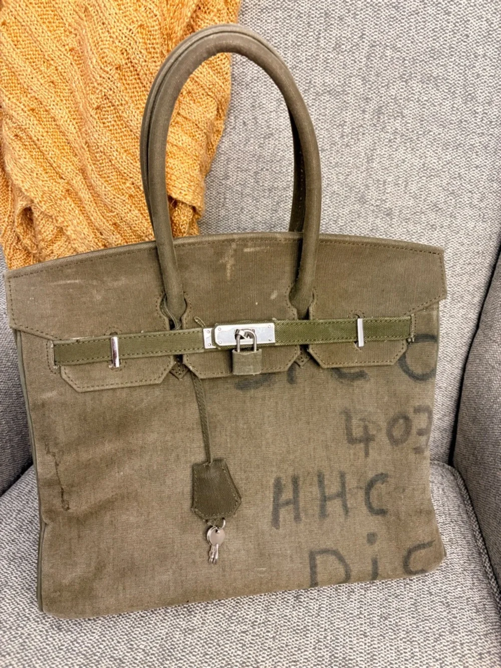 READY MADE Military-Style Canvas Tote with Lock Accent - Picture 3 of 7